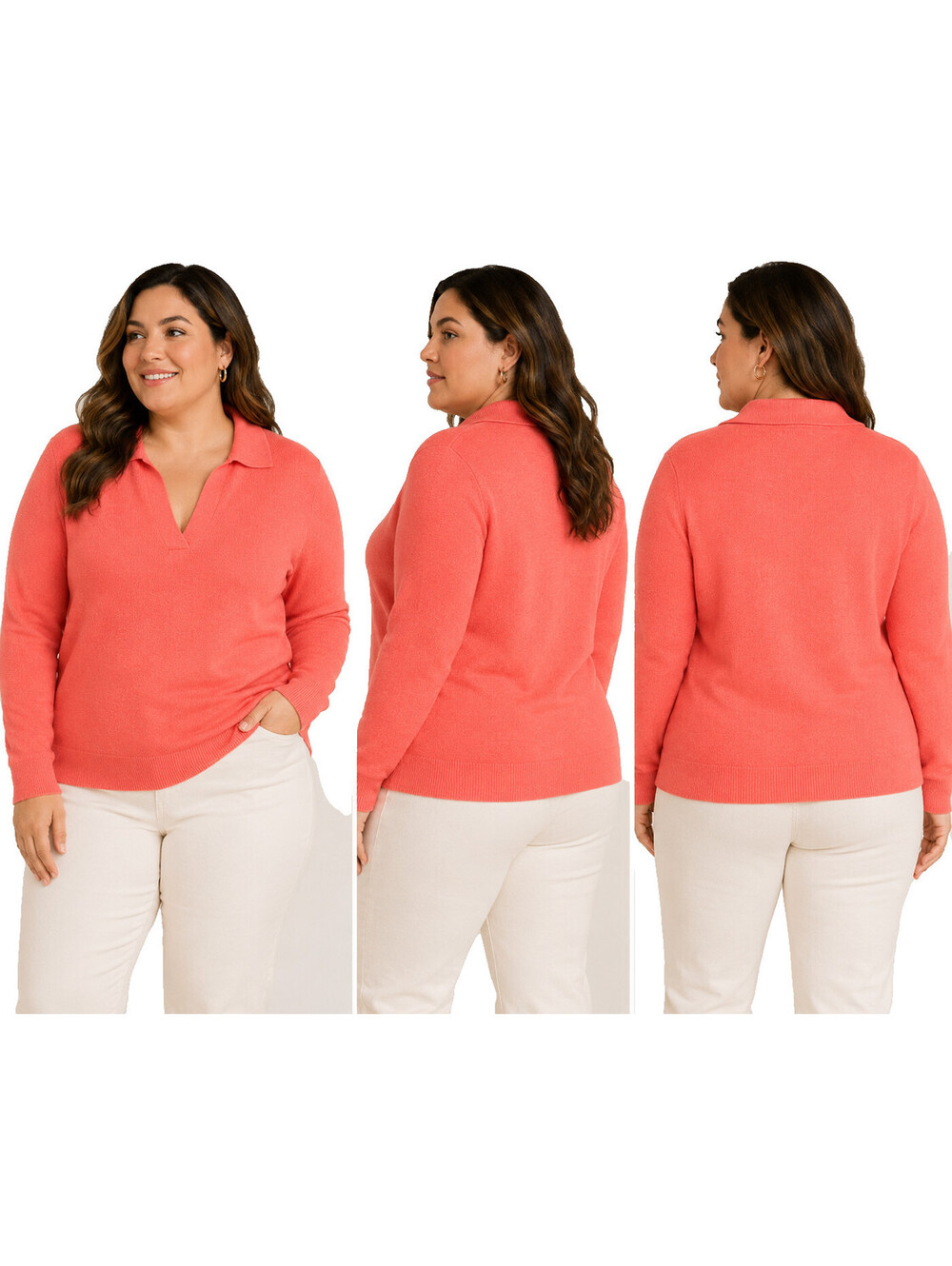 Vince Camuto Long Sleeve Lightweight V-Neck Polo Collar Sweater NWT Size 2X